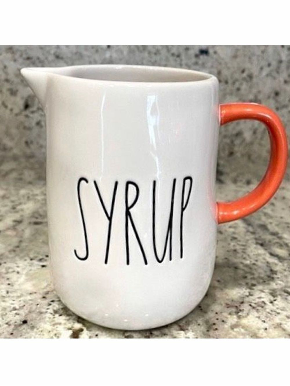 NWT Gorgeous Rae Dunn White & Orange SYRUP Ceramic Pitcher